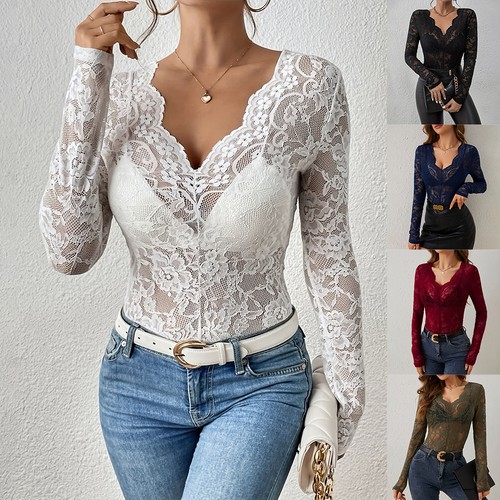 Damen sexy spitzen langarm - sexy,
