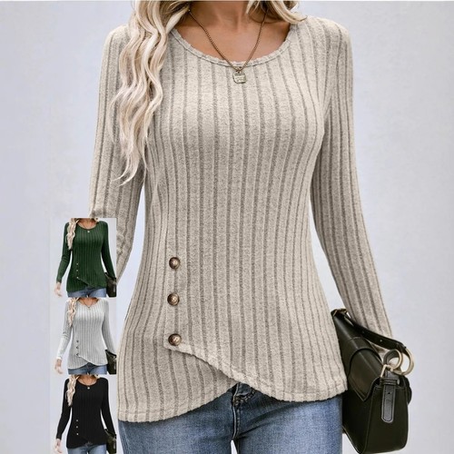 Damen knopf rundhals oberteile - damen,