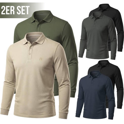 Herren poloshirt langarm - 2x,