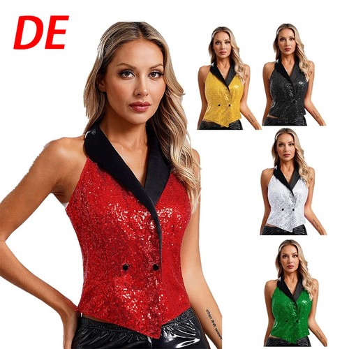 Damen pailletten ärmellose - de,