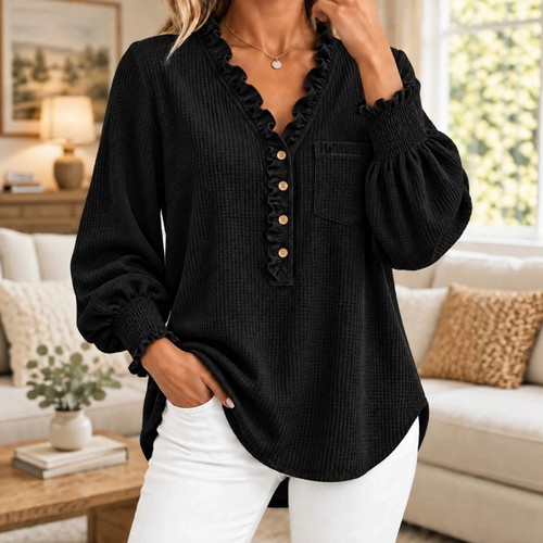 Damen waffelstrick bluse - damen,