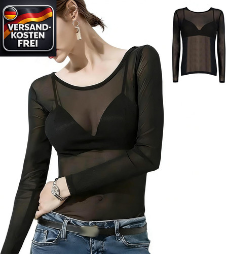 Damen mesh oberteile langarm - damen,